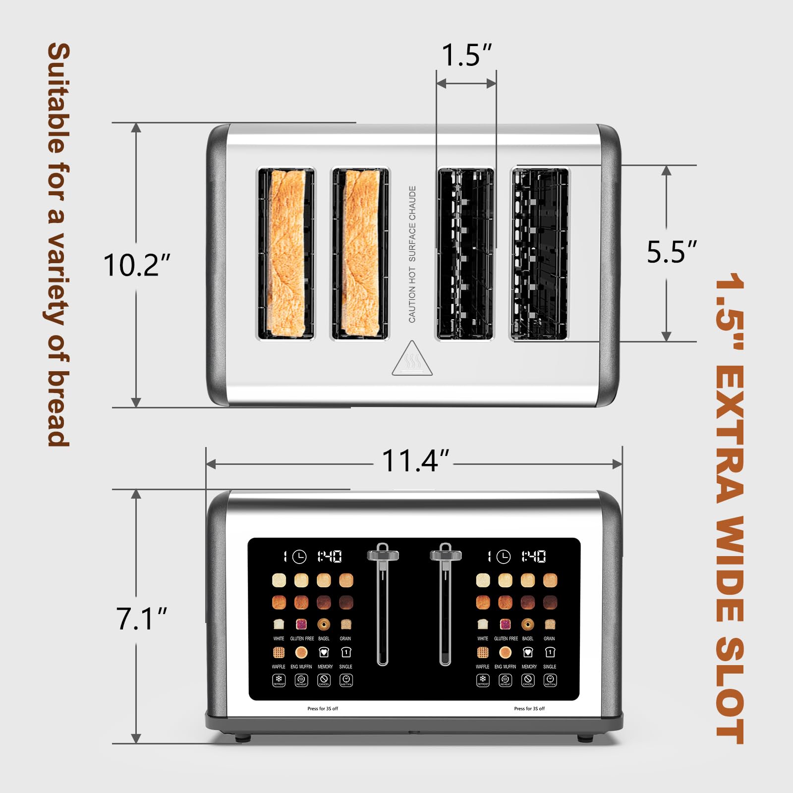 Snapklik.com : 4 Slice Toaster Touch Screen, Stainless Steel Toasters ...