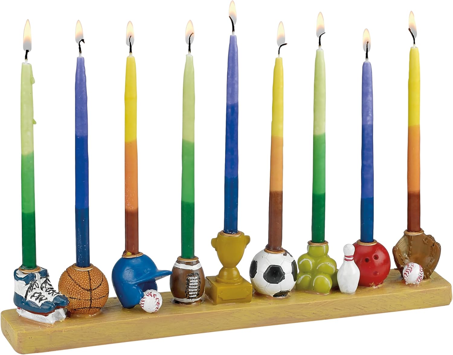 Rite Lite Hand Painted Resin Sports Hanukkah Menorah - Love of athletics - Features 9 games design - Perfect for every night of Chanukah Hanukkah