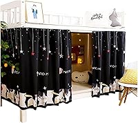 Vista 6 de Navhao 2 paneles, cortinas de litera inferior, de tela, para estudiantes, cortinas de sombreado para cama individual, 45.3 x 78.7 pulgadas