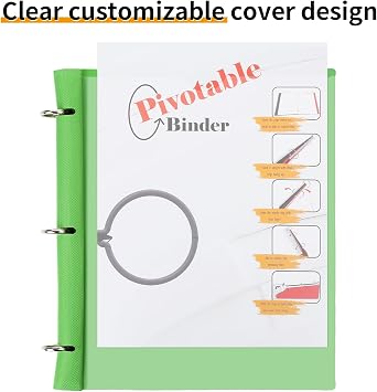 360 Pivotable Project Organizer, 3 Ring Binder with Colored Tab Dividers and Pockets, Customizable Front Cover Multi Pocket Folder for Home, School, Office - Green