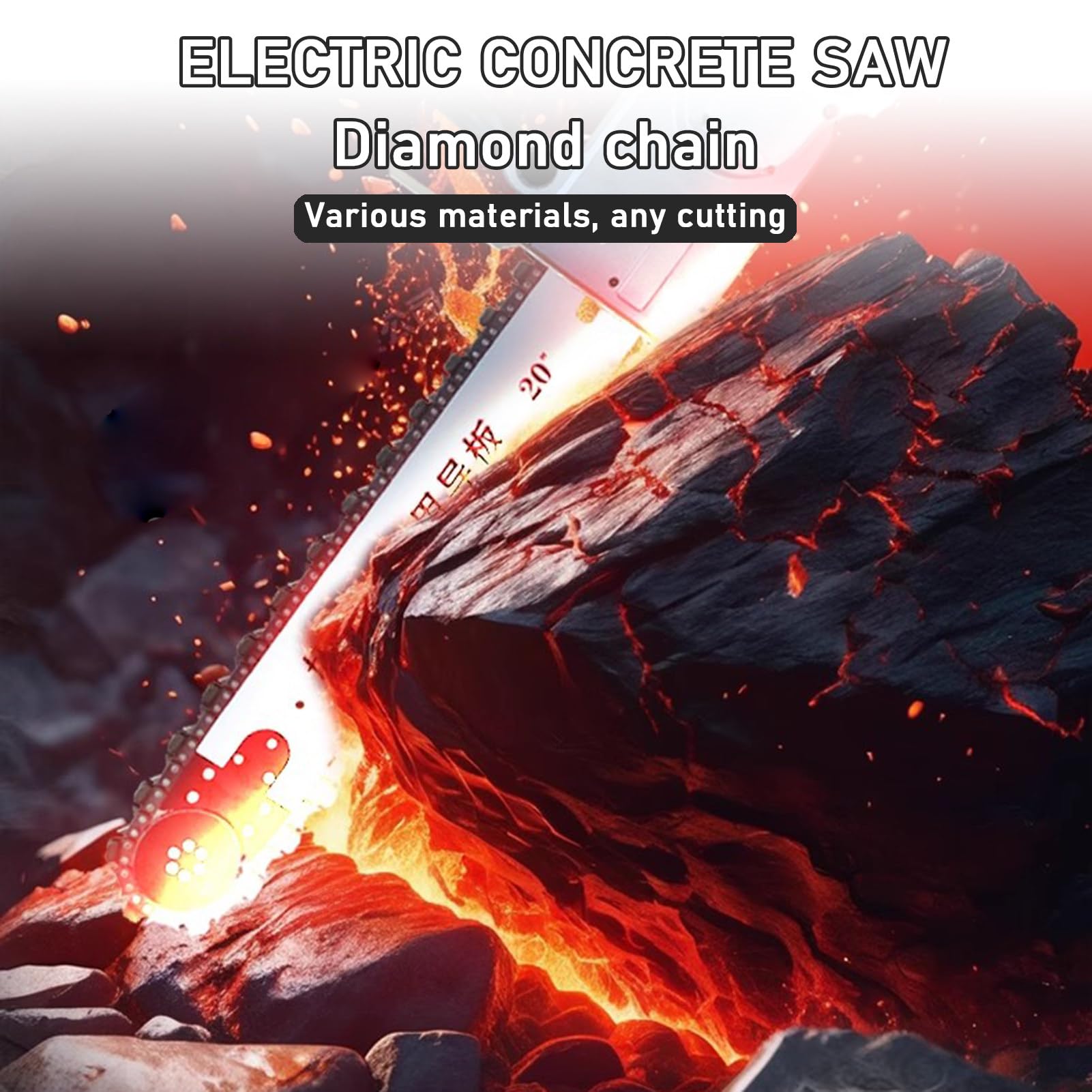Motosierra eléctrica para muros, con Profundidad de Corte de 35/48 cm, Equipo Industrial para Cortar hormigón con Bomba de Agua, 2 Cadenas y 2 Barras guía para Granito 350mm