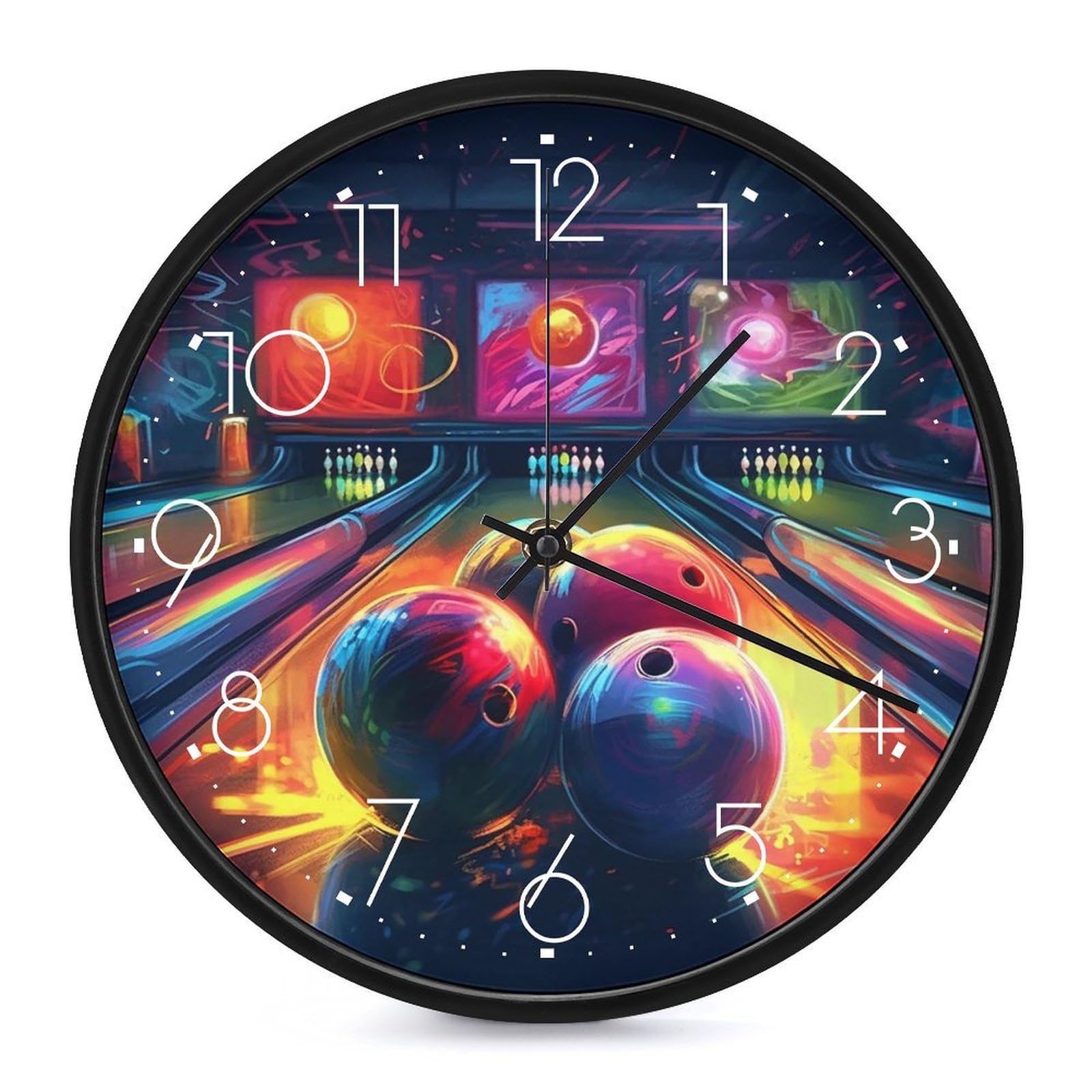 Horloge murale ronde grand chiffre arabe silencieuse à pile pour cuisine et bureau