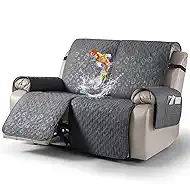 VANSOFY 100% Waterproof Recliner Sofa Covers, Couch Covers with Non-Slip Granule, 2-Piece Washable Reclining Sofa Cover with Pocket Furniture Protector for Kids, Pets（Dark Gray,2 Seater）