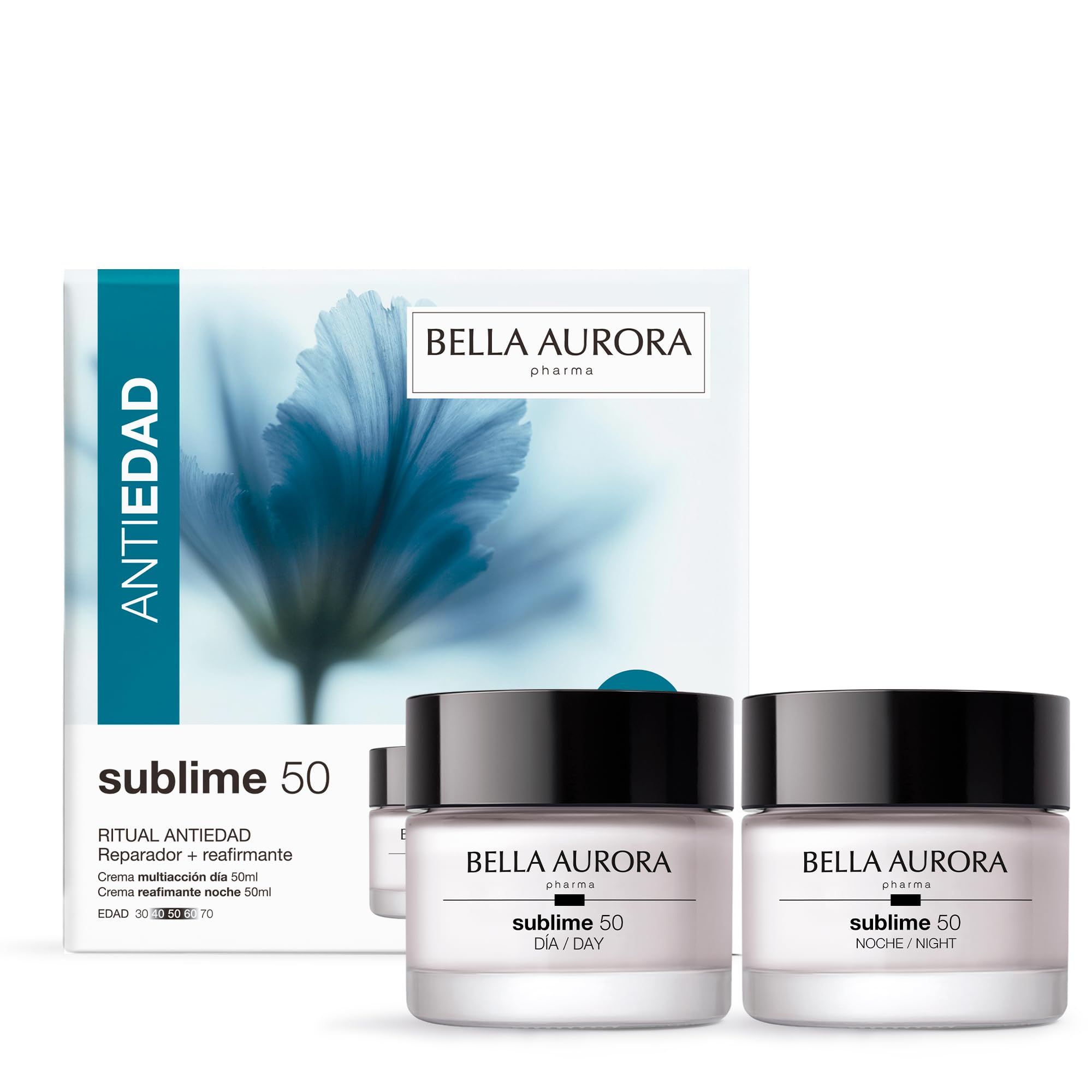 Bella Aurora Pack Sublime 50 Ritual Antiedad | Crema de Día Multiacción SPF 20 + Crema de Noche Reafirmante de Regalo | Repara la Barrera Cutánea y Reduce Arrugas | 2 x 50 ml