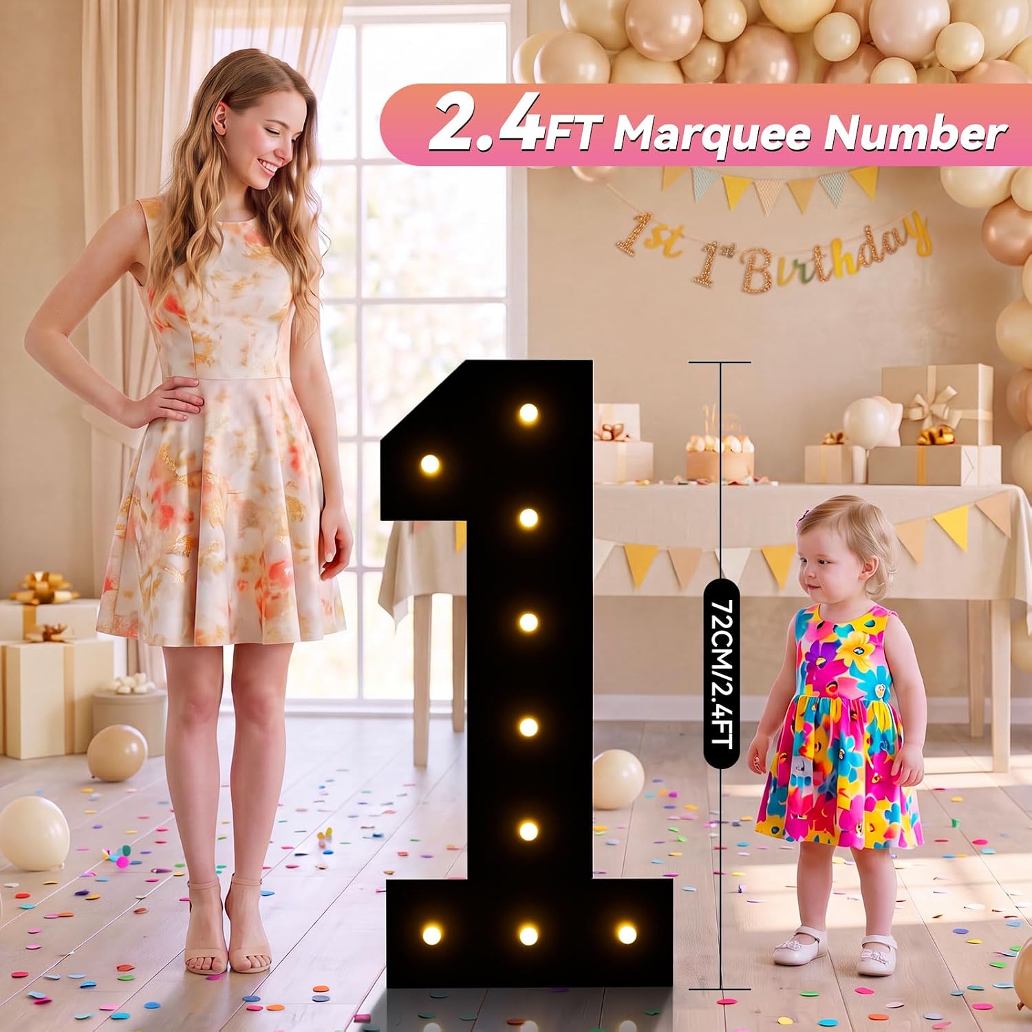 LOBOOM 2.4FT Light Up Numbers 70, Easy to Assemble Black Marquee Numbers image 2