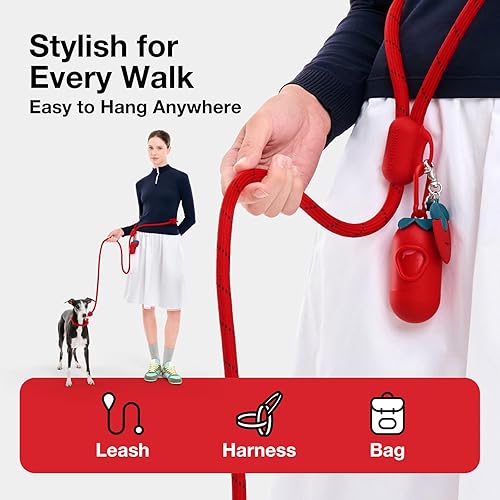 Miniatura 9 de VETRESKA Dispensador de bolsas para excrementos de perro con bolsas perfumadas de fresa, a prueba de fugas, bolsas extra gruesas y grandes para