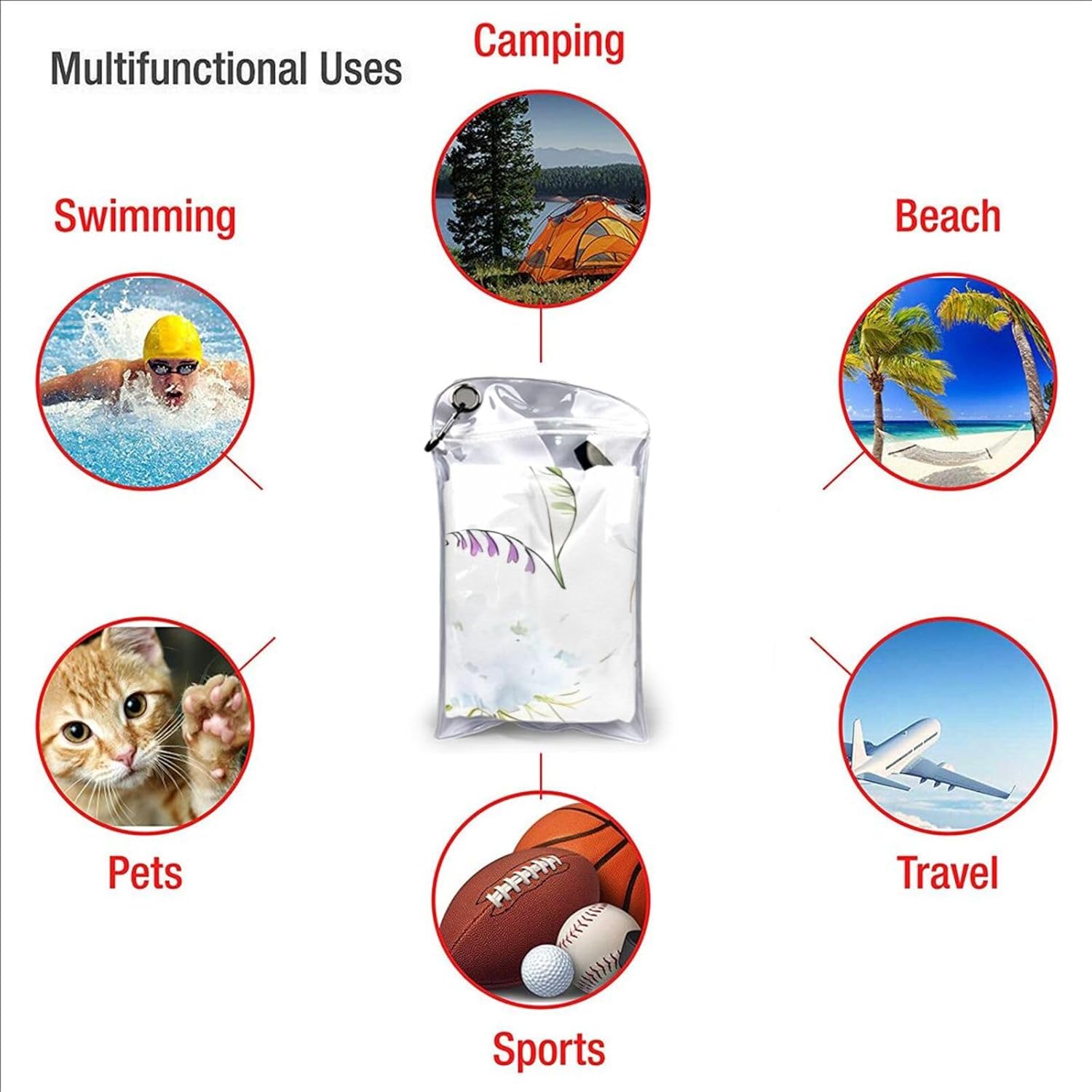 KHiry Microfiber Towel Beach Towels Watercolor Floral Pattern Quick Dry Towel Soft Lightweight Travel Towels Absorbent Large Easy Pack Travel Things Beach Blanket for Gym Sports Swimming