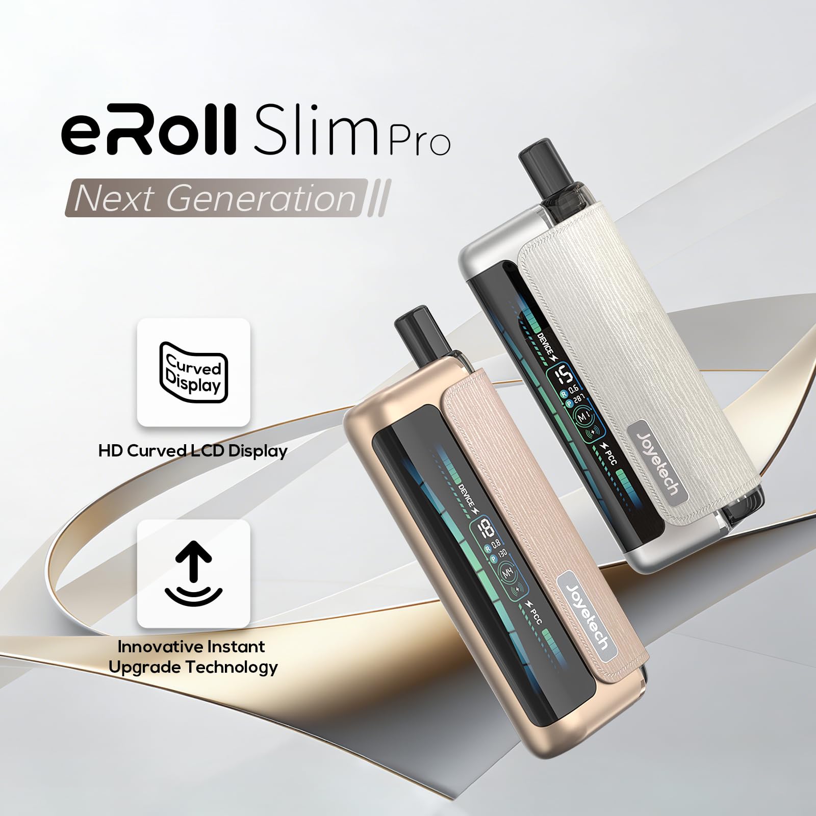 Joyetech Eroll Slim Pro Kits 2000mAh + 480mAh großer Akku Leistungsanpassung großes Display Pod-System nikotinfrei Schwarz