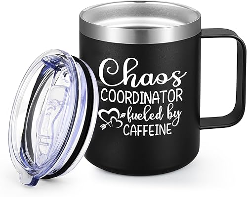 Qtencas Jefe Manager - Taza de café de acero inoxidable con cafeína para hombres, regalo de cumpleaños, regalos de Navidad para hombres, jefes,