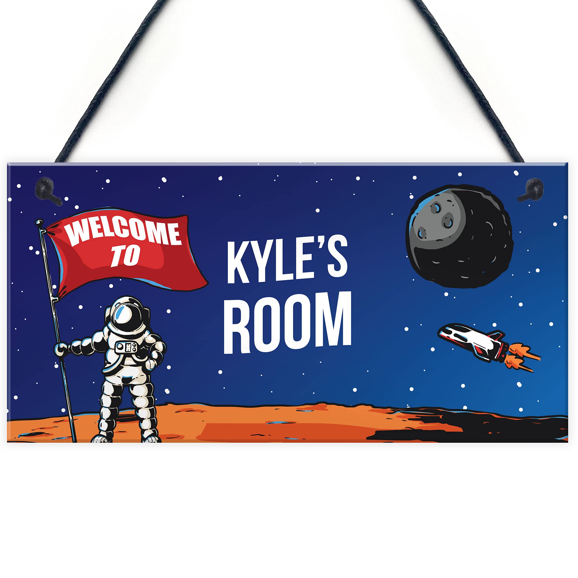 Red Ocean Personalised Space Room Kids Bedroom Signs Child Birthday Gift For Son Brother
