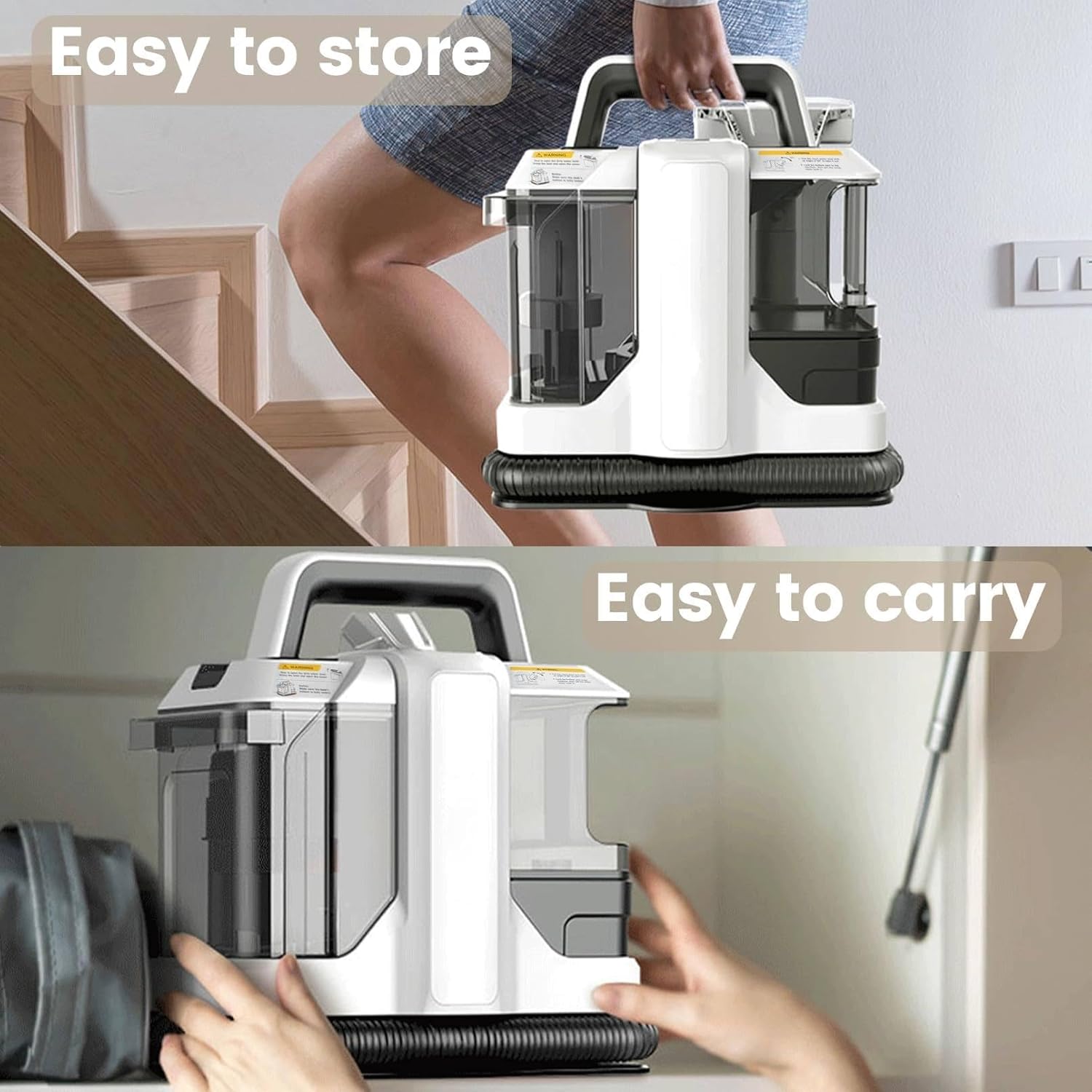 Portable Carpet Cleaner - Powerful Suction Spot Cleaner with Dual Brush Head for Deep Cleaning Pet Stains, Upholstery, Rugs, Mattresses, Car Seats & Curtains