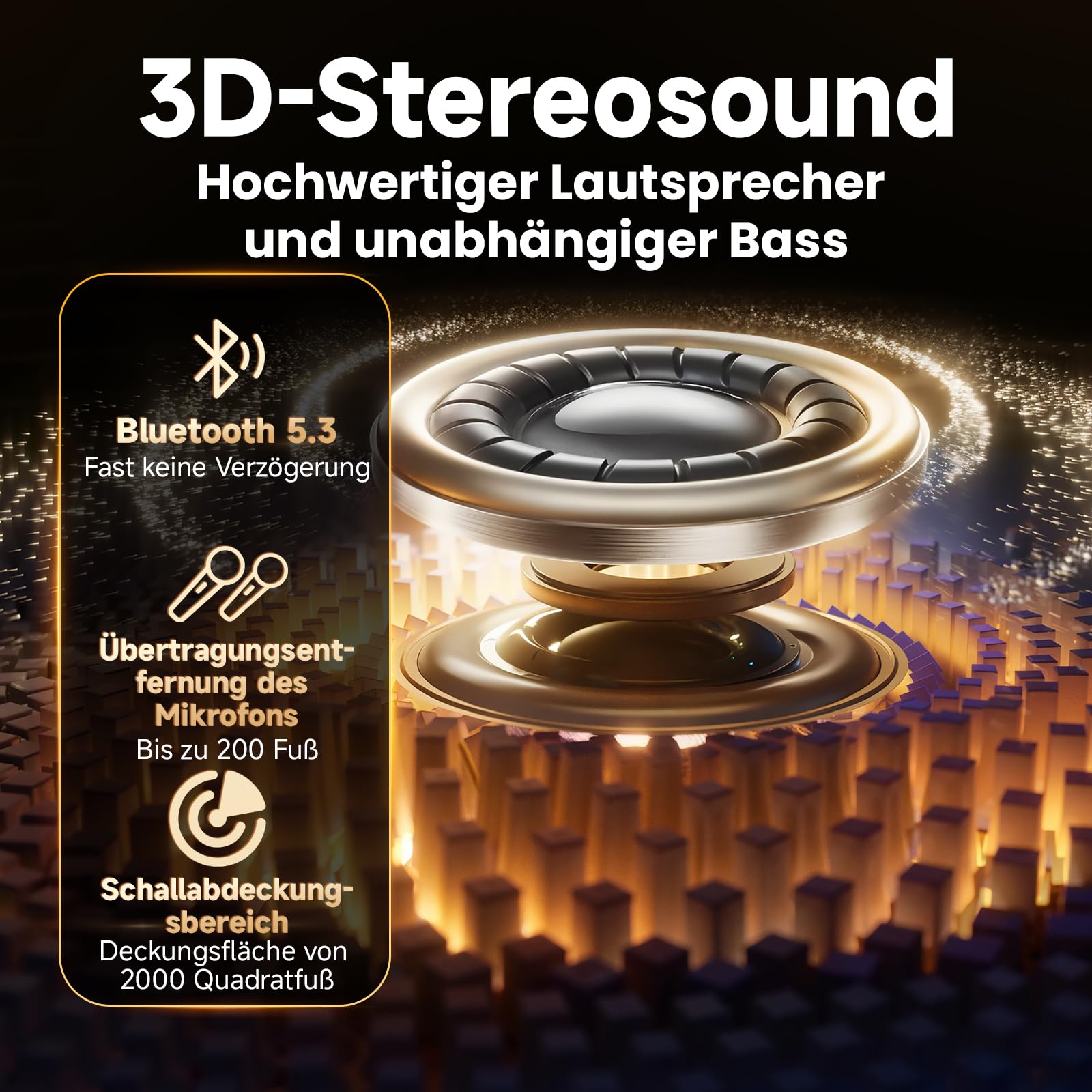 HWWR Karaoke Maschine mit 2 Kabellosen Mikrofonen, Tragbarer Bluetooth Lautsprecher mit LED-Licht & Schultergurt, TWS Partybox für Erwachsene & Kinder, PA System für Zuhause & Outdoor