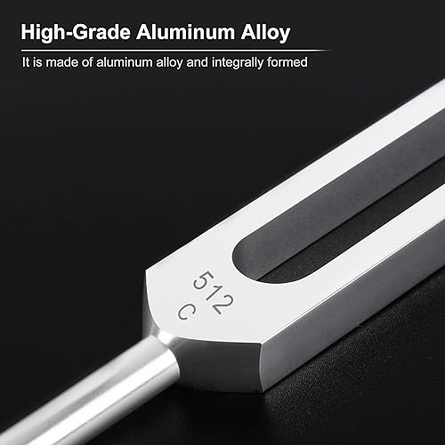 Miniatura 8 de El diapasón 7boX 512hz está hecho de aleación de aluminio con frecuencia precisa, equipado con un martillo de silicona y bolsa de tela negra,