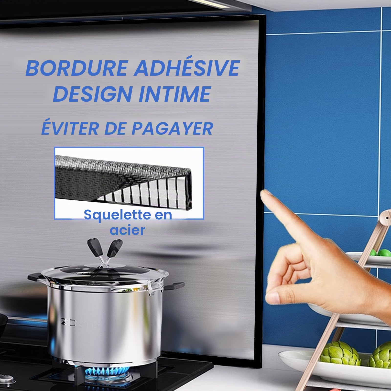 Plaque anti-projections,Cuisine Pliable Protection D'écran Anti-éclaboussures, Acier Inoxydable evêtement,nettoyage facile Protection anti-graisse (50 x 50 cm)
