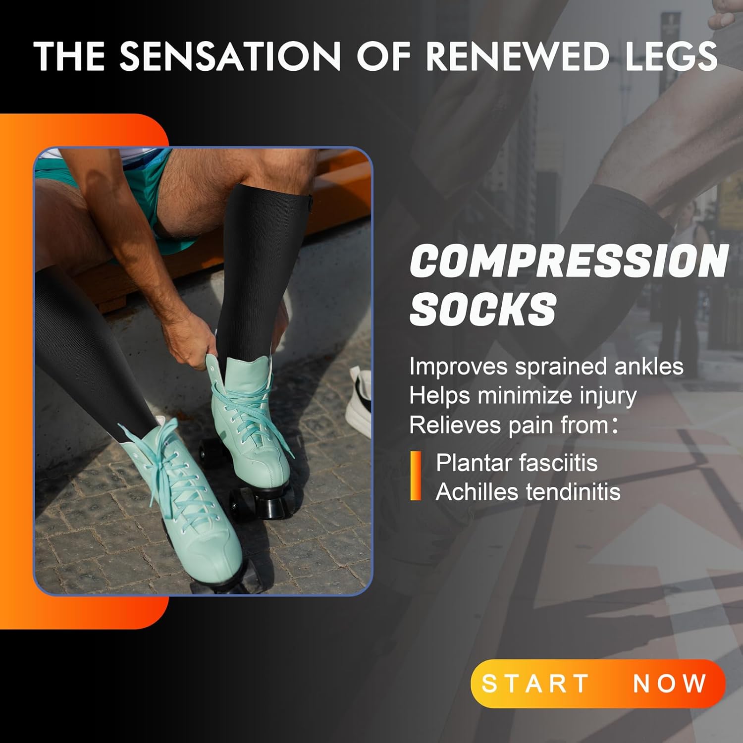 2 Pair Plus Size Closed Toe Compression Socks with Zipper, Compression Stockings for Overweight Women Men 15-20 mmHg - Image 2