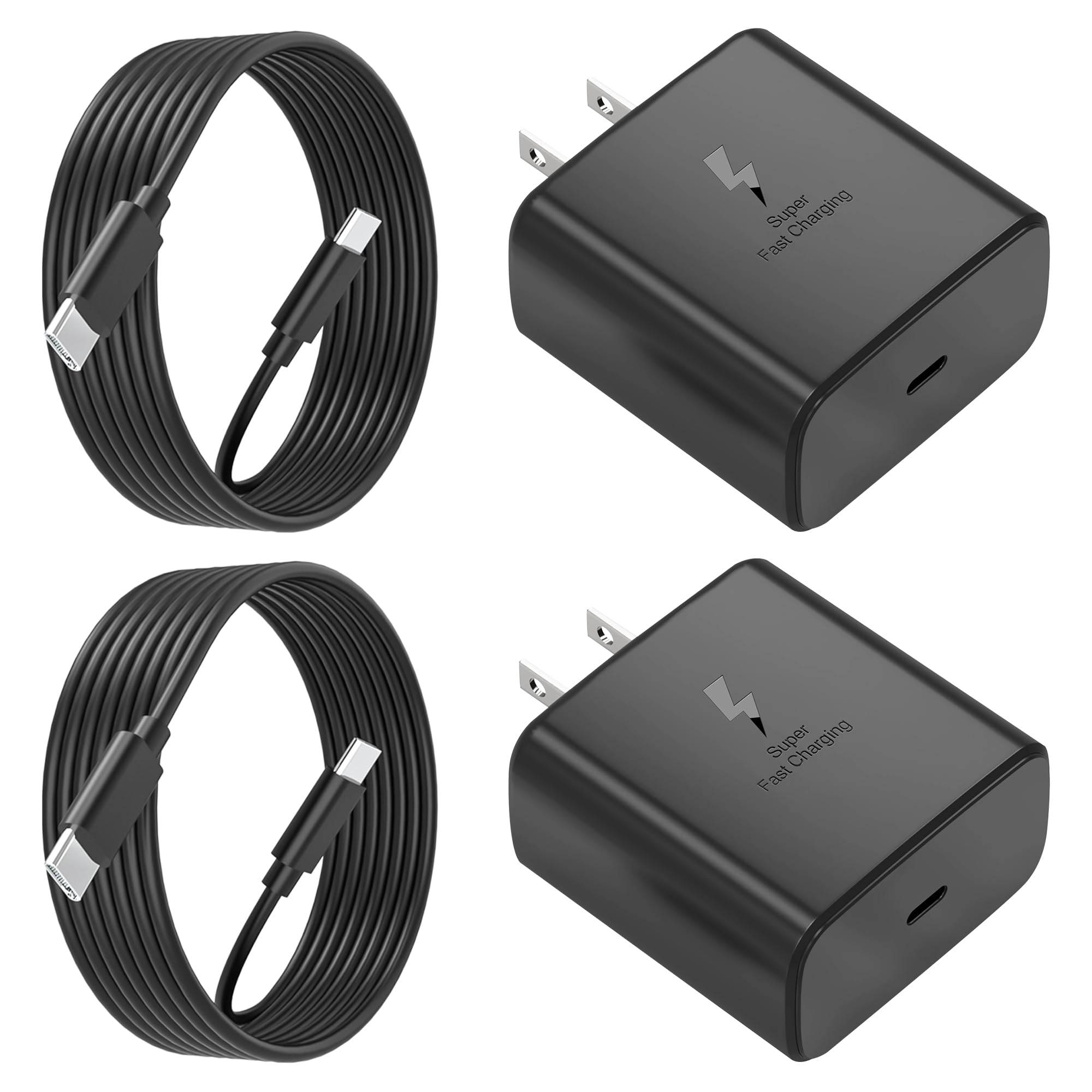 [Lot de 2] 45W Chargeur Super Rapide Type C USB-CAndroid Téléphone Charge Rapide Remplacement pour Samsung Galaxy S25/S25 Ultra/S25+/S24 Ultra/S24/S24+/S23 Ultra/S23/S22/S20/S21/Note 10, Galaxy Tab