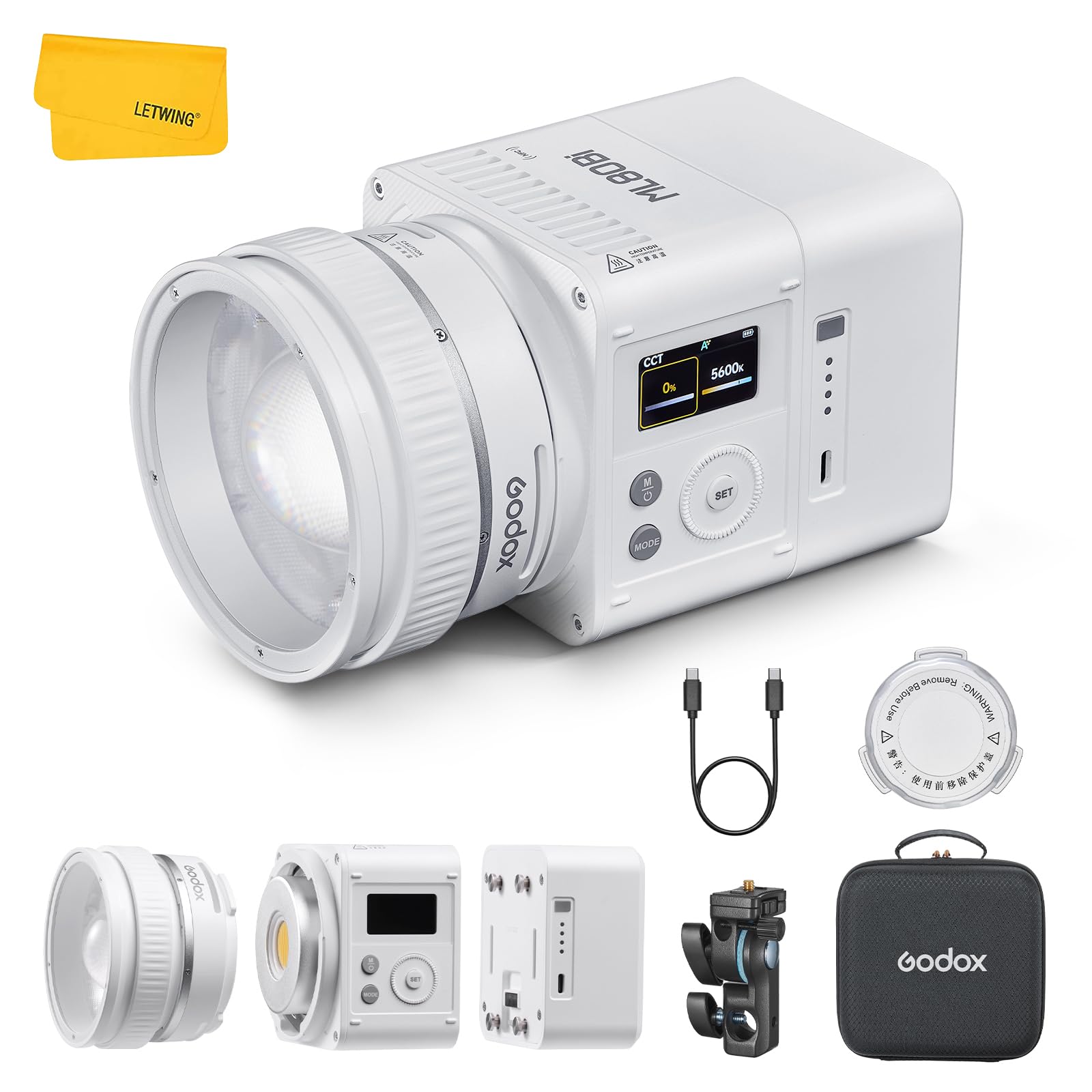 Photo 1 of Godox ML80Bi COB Video Light w/95Wh Detachable Battery, Brighter Bi-Color Led Video Light 29600lux@5600K 1m, CRI 96, 2800K-6500K,11FX, Dimming 0%~100%, Portable Continuous Output Lighting Photography
