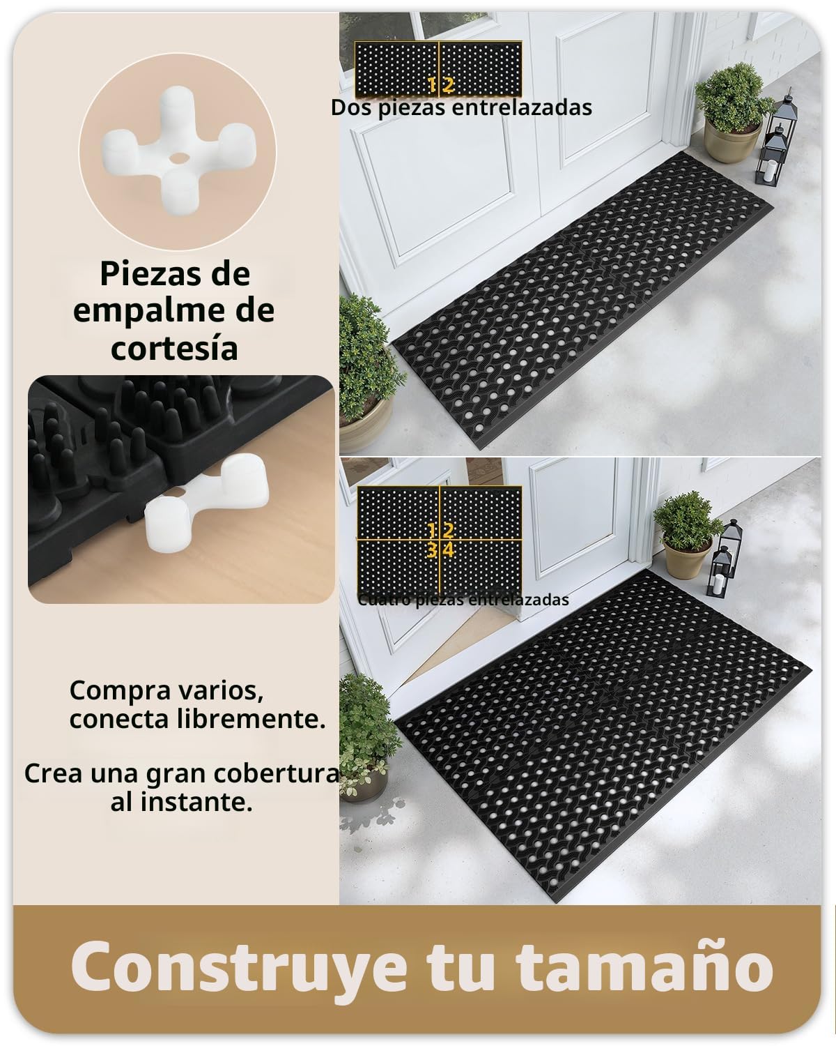 Color&Geometry Felpudo Exterior Antideslizante TPE 61x91 cm Gris