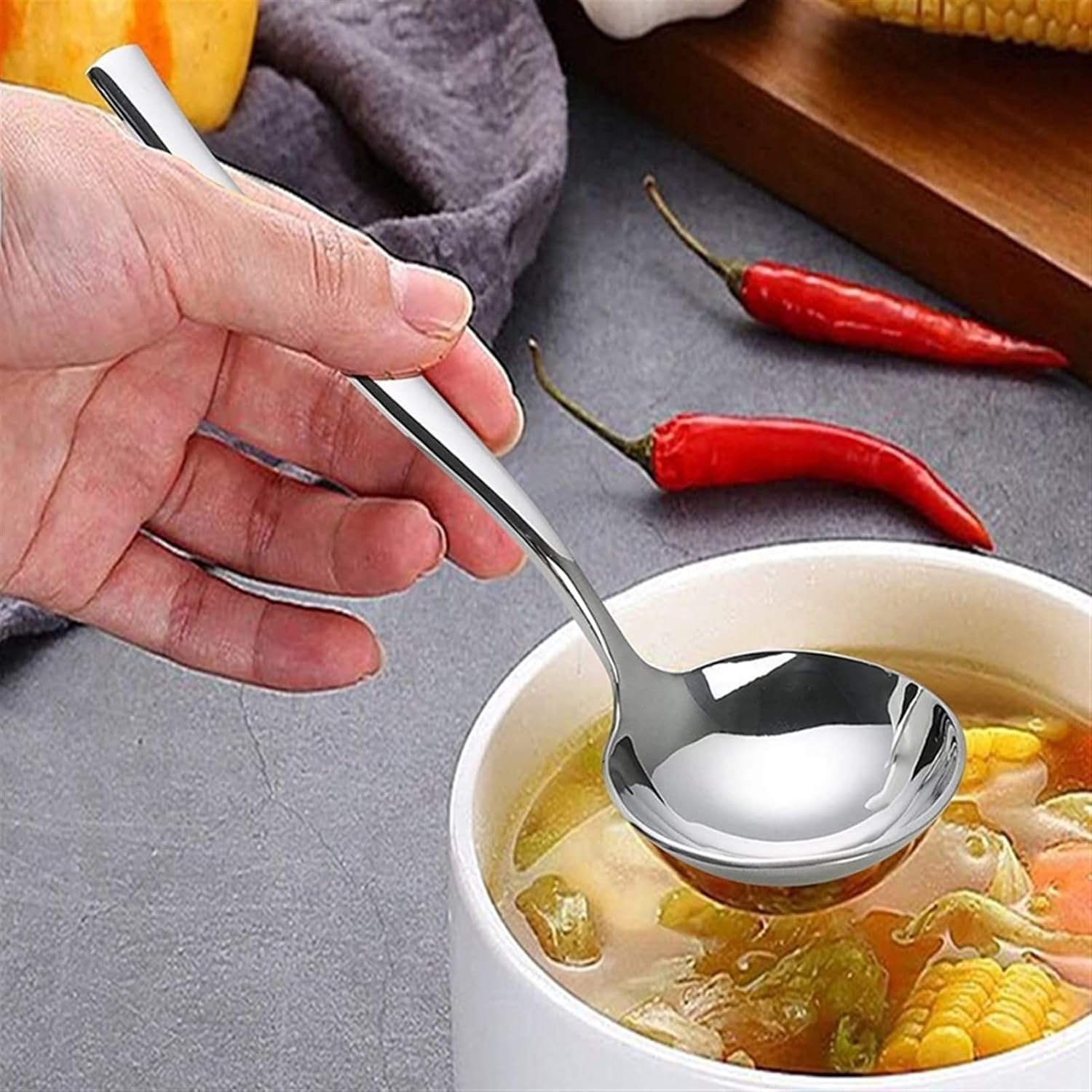 Ladle 4-Piece Stainless Steel Gravy Soup Spoon, Gravy Ladle Soup Small Ladle for Home Kitchen and Cooking Soup Gadget Soup Ladle