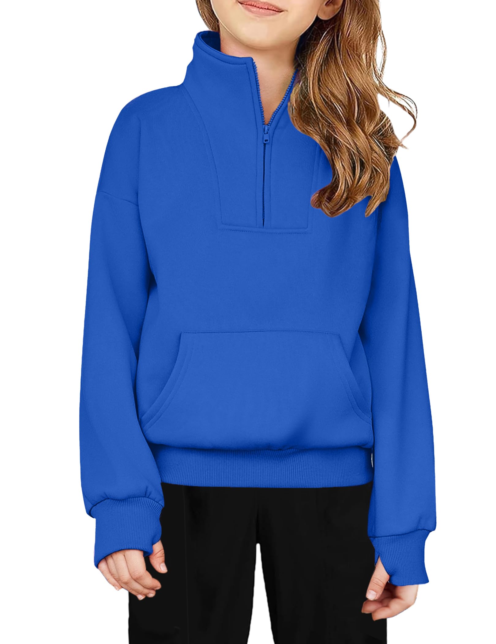 Arshiner Girls Half Zip Sweatshirt Fleece Quarter Zip Pullover Sweatshirts