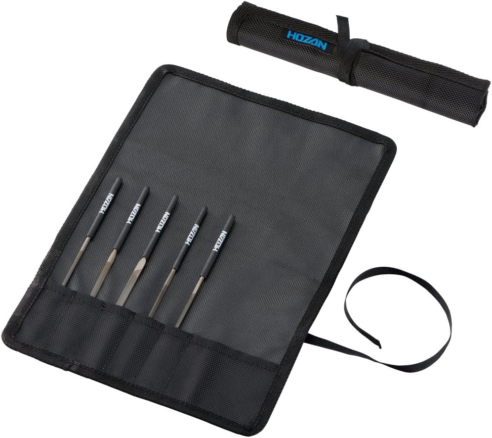 Hozan K-216 File Set, Top 140, 5-Piece Set, For Precision Finishing, Metal and Precious Metal Finishing, Includes Dedicated Sewing Case