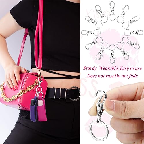 Miniatura 2 de Tudomro 40 piezas de soporte para lápiz labial, llavero con funda para bálsamo labial con 40 clips, bolsillo portátil, bálsamo labial, llavero de