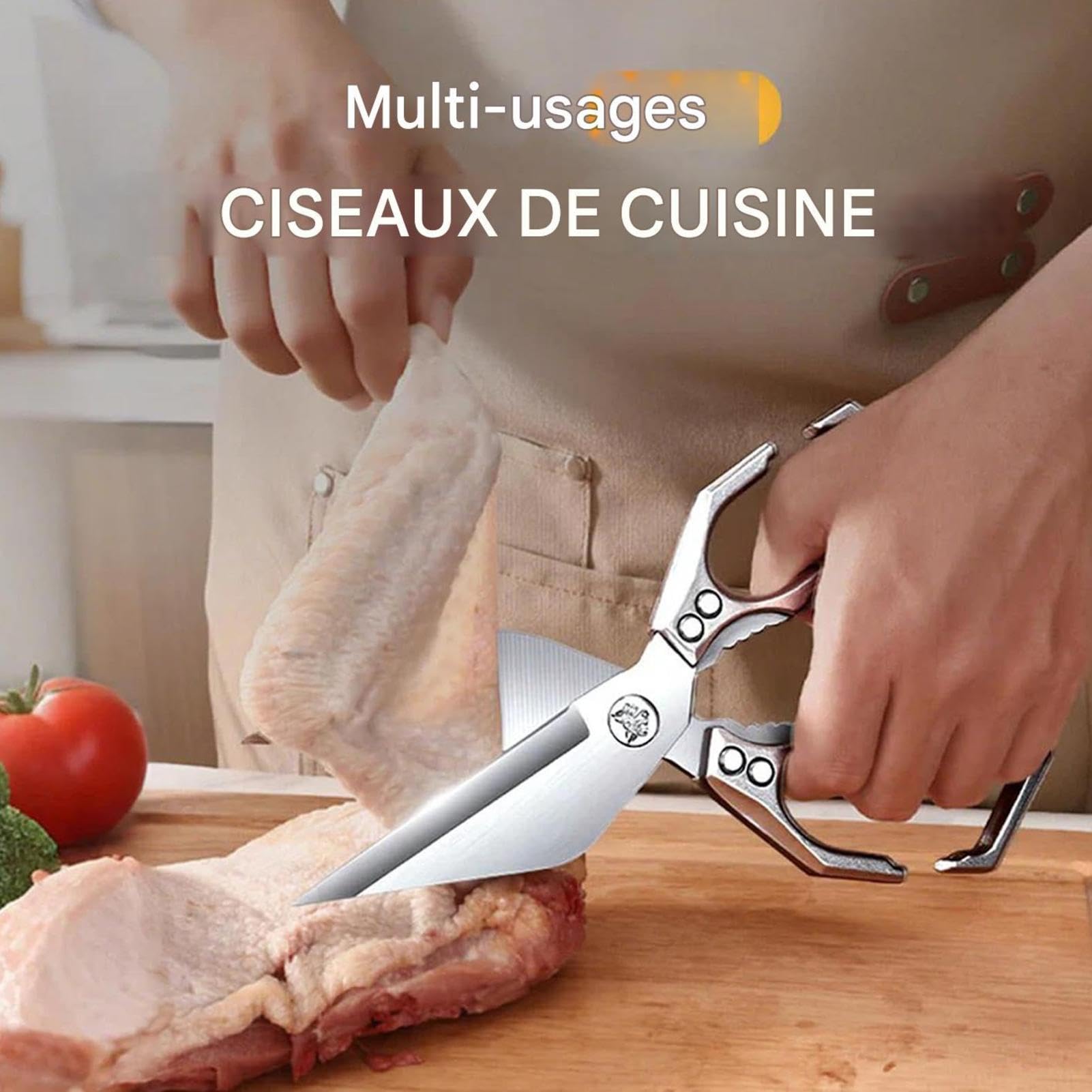 Ciseaux de Cuisine avec Manche Ergonomique pour Volaille Viande Légumes