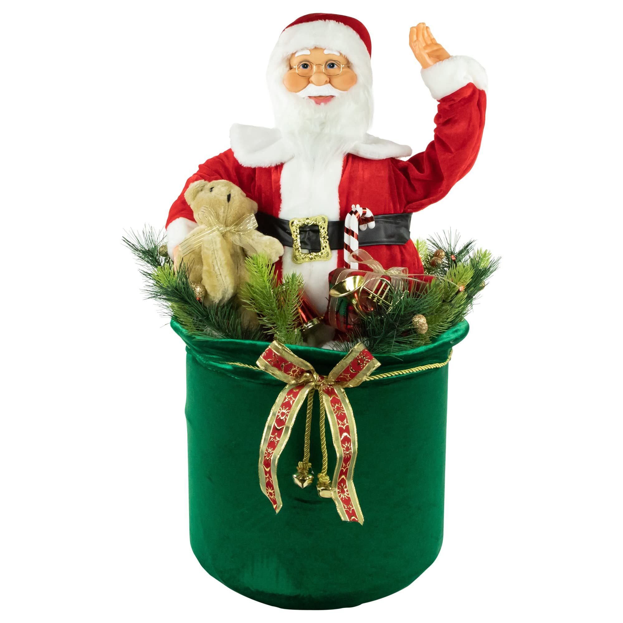 Amazon.com: Northlight LED Lighted and Animated Gift Bag with Santa ...