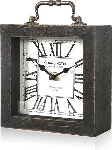 Reloj de escritorio retro, reloj de mesa vintage, reloj de mesa de madera para sala de estar, dormitorio, decoración de estantes, decoración de