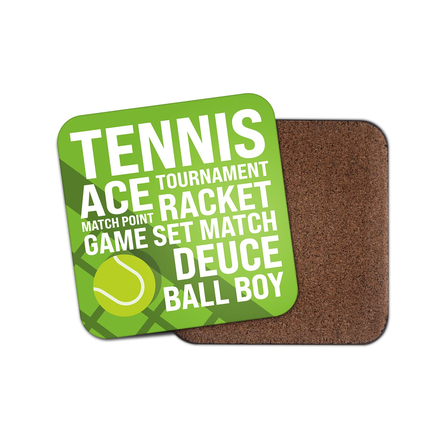 Square Single Coaster - Tennis Sport Fans Men Boys Words Thoughts Mancave Gift #77294