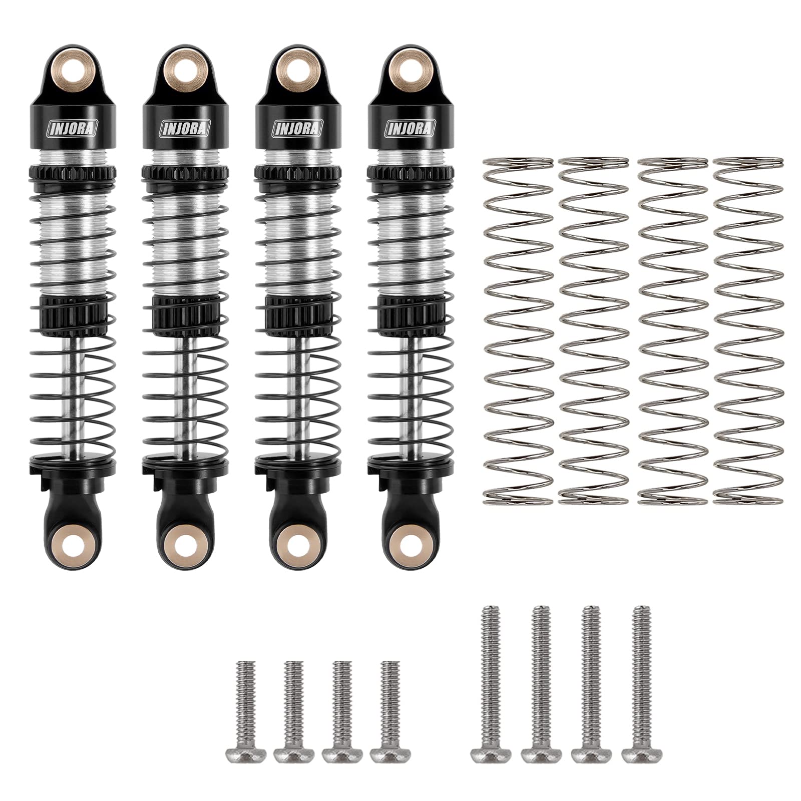 INJORA 53mm 6g Each Shocks- Absorber Oil Threaded Damper for TRX4M TRX4MT 1/18 RC Crawler Upgrade (Black)