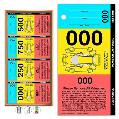 Rio Salto 3 Part Valet Parking Tickets Perforated Cardstock Place
