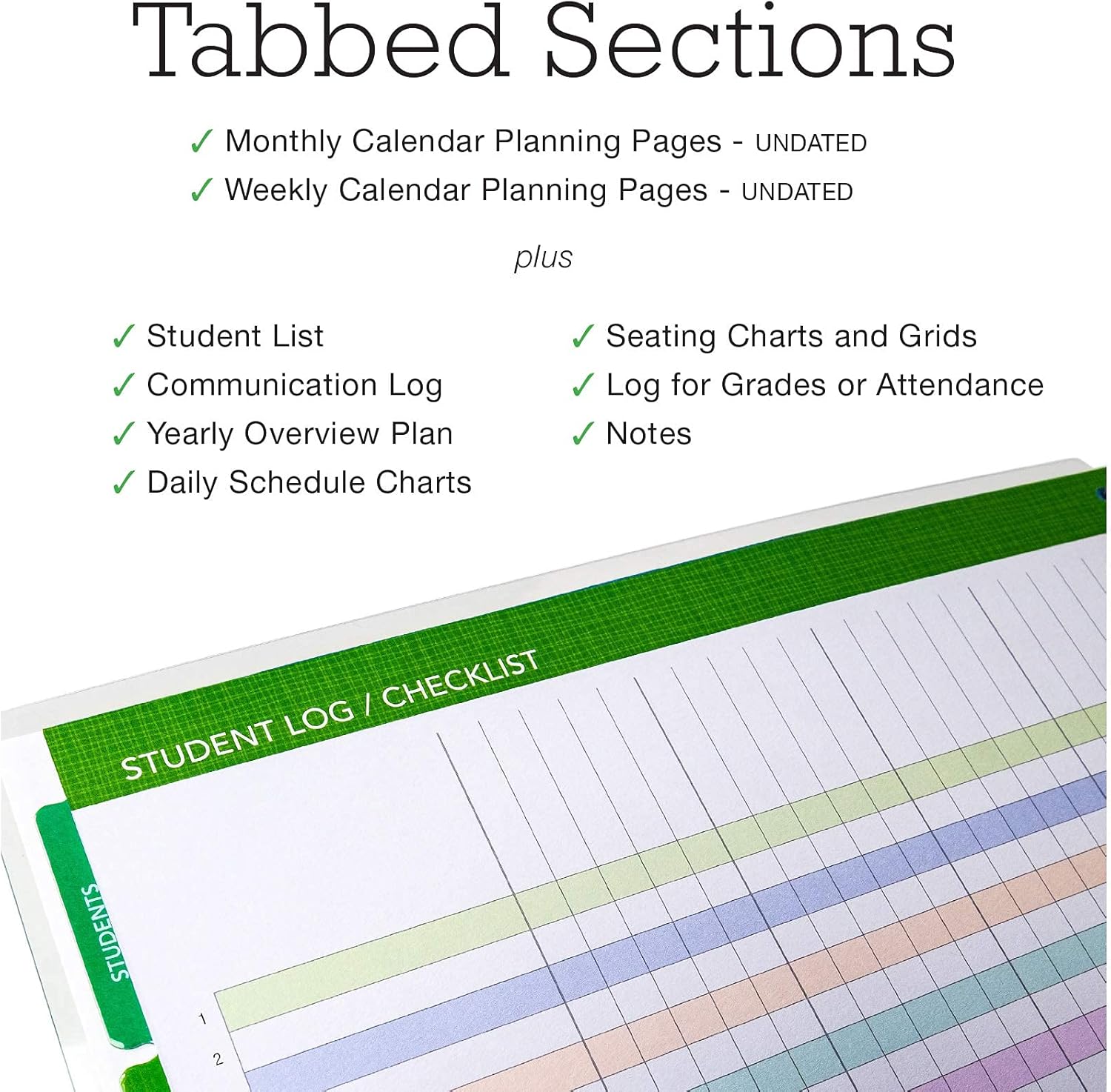 Elan Publishing Company DELUXE Undated Teacher Planner: 8.5x11 Includes 7 Periods, Page Tabs, Bookmark, Planning Stickers, Pocket Folder Daily Weekly Monthly Planner Yearly Agenda (World Map)