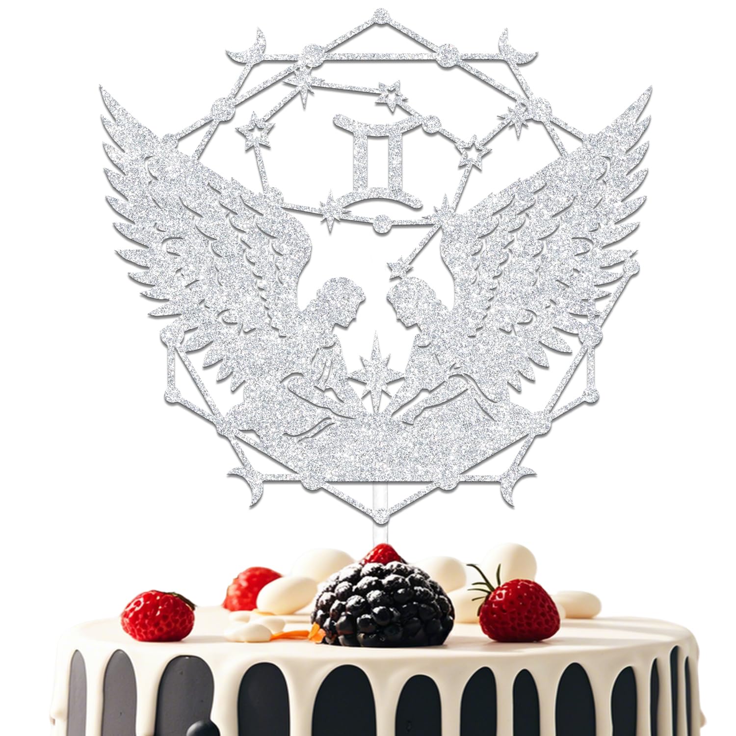 Happy Gemini Birthday Cake Topper, Big Gemini Energy Gemini Birthday Decorations, May/June Birthday Party Decor Sign, 12 Zodiac Constellation Theme