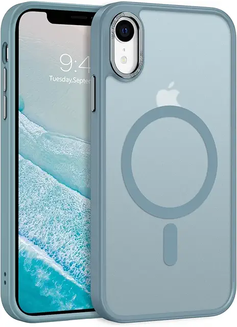 Custodia iPhone XR con MagSafe, Protezione Anticaduta Blu Nebbia