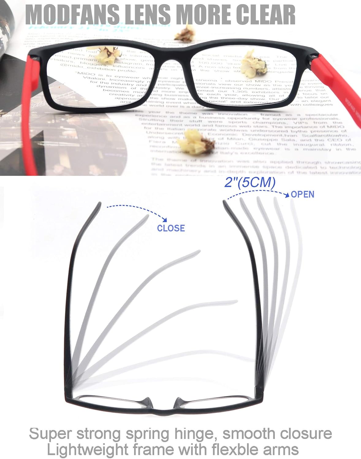 Crazy Deals Reading Glasses Men Women 1.0 Strength MODFANS Readers Eyeglasses Square Matte Comfort Feel Spring Hinge 3 Pack Mix Color Black Red Blue