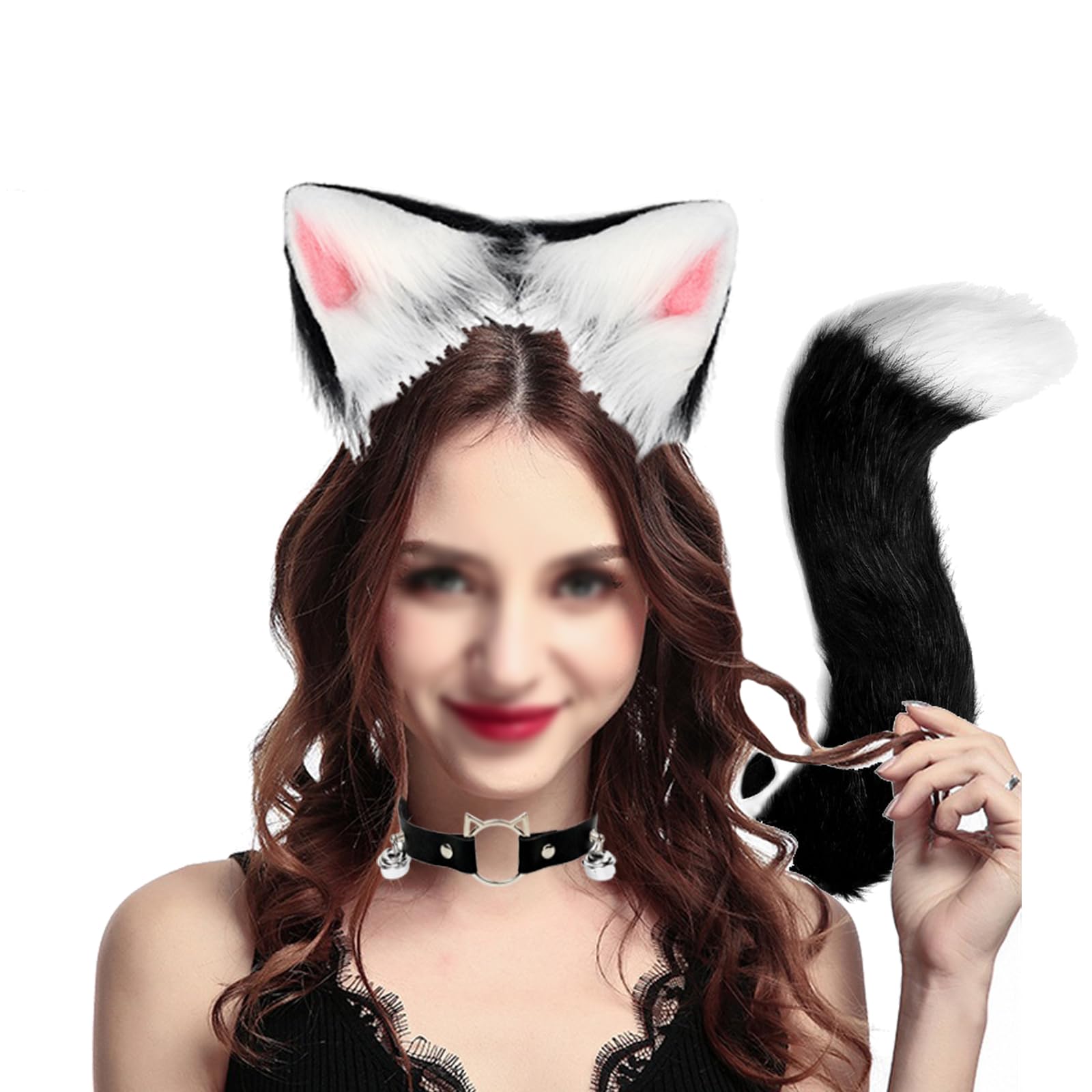 Ieron Fox Costume Set - Includes Black Fox Ears Headband and Faux Fox Tail for Fancy Dress Up Cosplay, and Halloween - Image 2