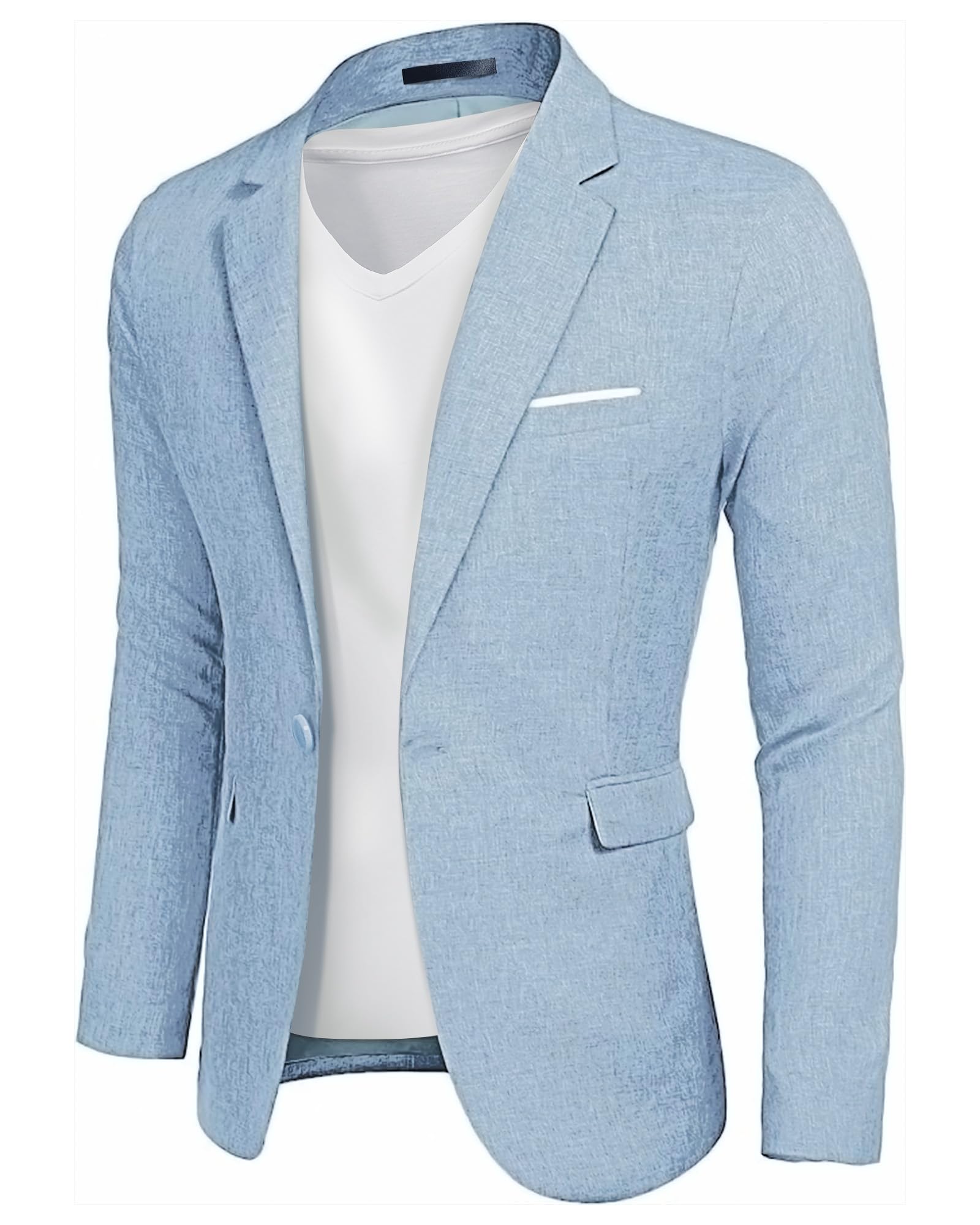 YND Men's Casual One Button Linen Suit Jacket, Slim Fit Sport Coat Lightweight Business Blazer