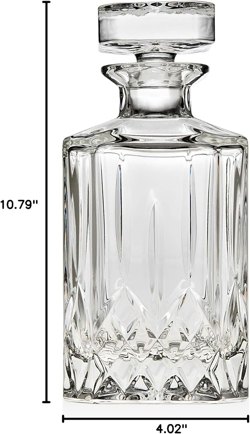 Godinger Whiskey Decanter, Liquor Decanter, with Stopper, Barware & Drinkware ,for Liquor, Wine, Bourbon, Scotch & Cocktails Oxford Crystal Collection