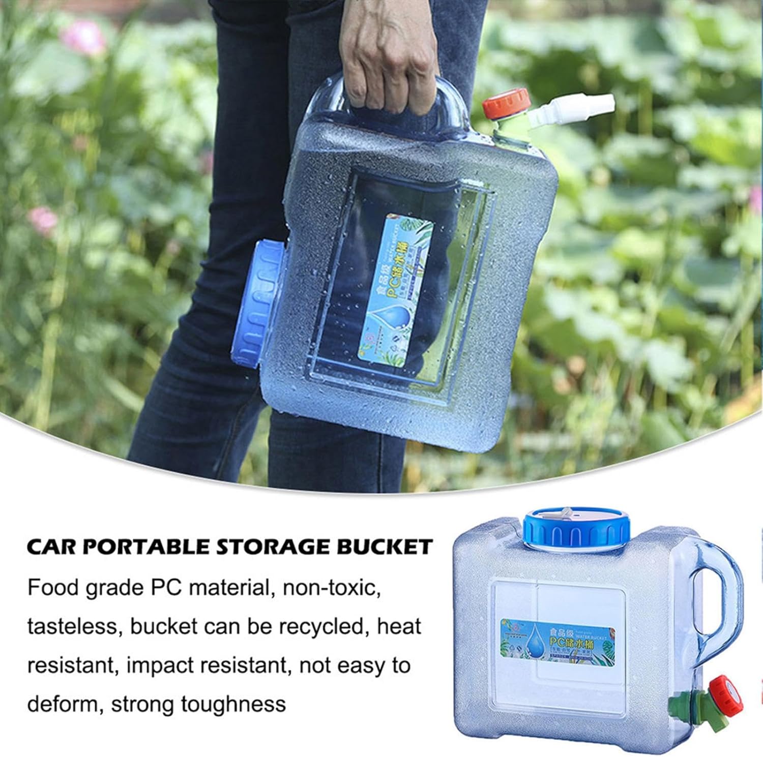 Car Portable Handheld Water Container - PC Outdoor Selfs Driving Tour With Faucet, Camping Square Barrel | Plasticc Storage Bucket Camping Water Container For Hiking, Picnic, Vehicle, Outdoor