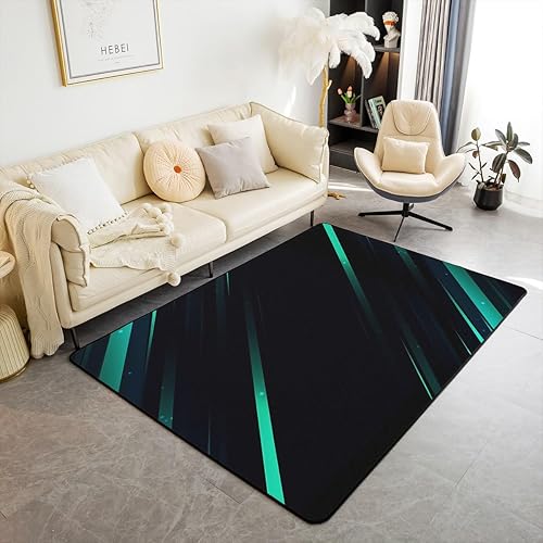 Miniatura 7 de Alfombra de área de rayas coloridas 3D abstracta naranja verde marrón líneas antideslizante para niños, adolescentes y adultos, moderna alfombra