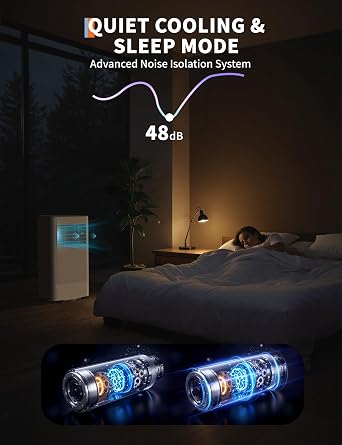 8,000 BTU Portable Air Conditioner, 3-In-1 Portable AC Units for Rooms with Dehumidifier, Fan, Room Air Conditioner Cools Up to 350 Sq.Ft., Remote Control, Auto Swing, Windows Kit Included, Black Top