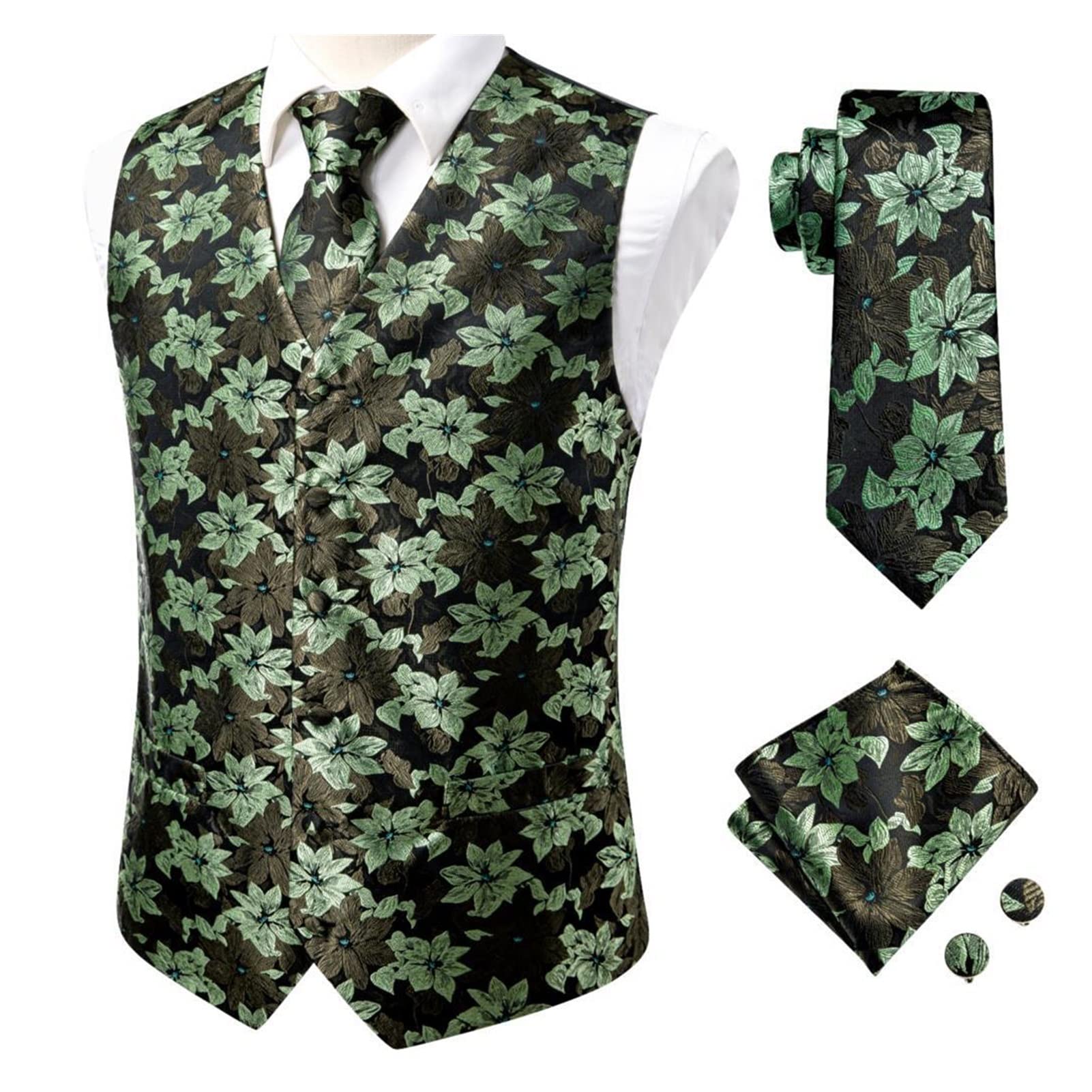Jedwabne kamizelki męskie Jacquard kwiatowy płaszcz płaszcza krawat (Color : MJ-0033, Size : M)