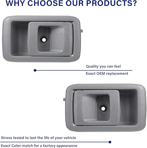 Miniatura 7 de Par de manijas interiores de puerta para Toyota Tacoma 2001 2002 2003 2004, 4Runner 1996-2002, Camry 1987-1991, gris