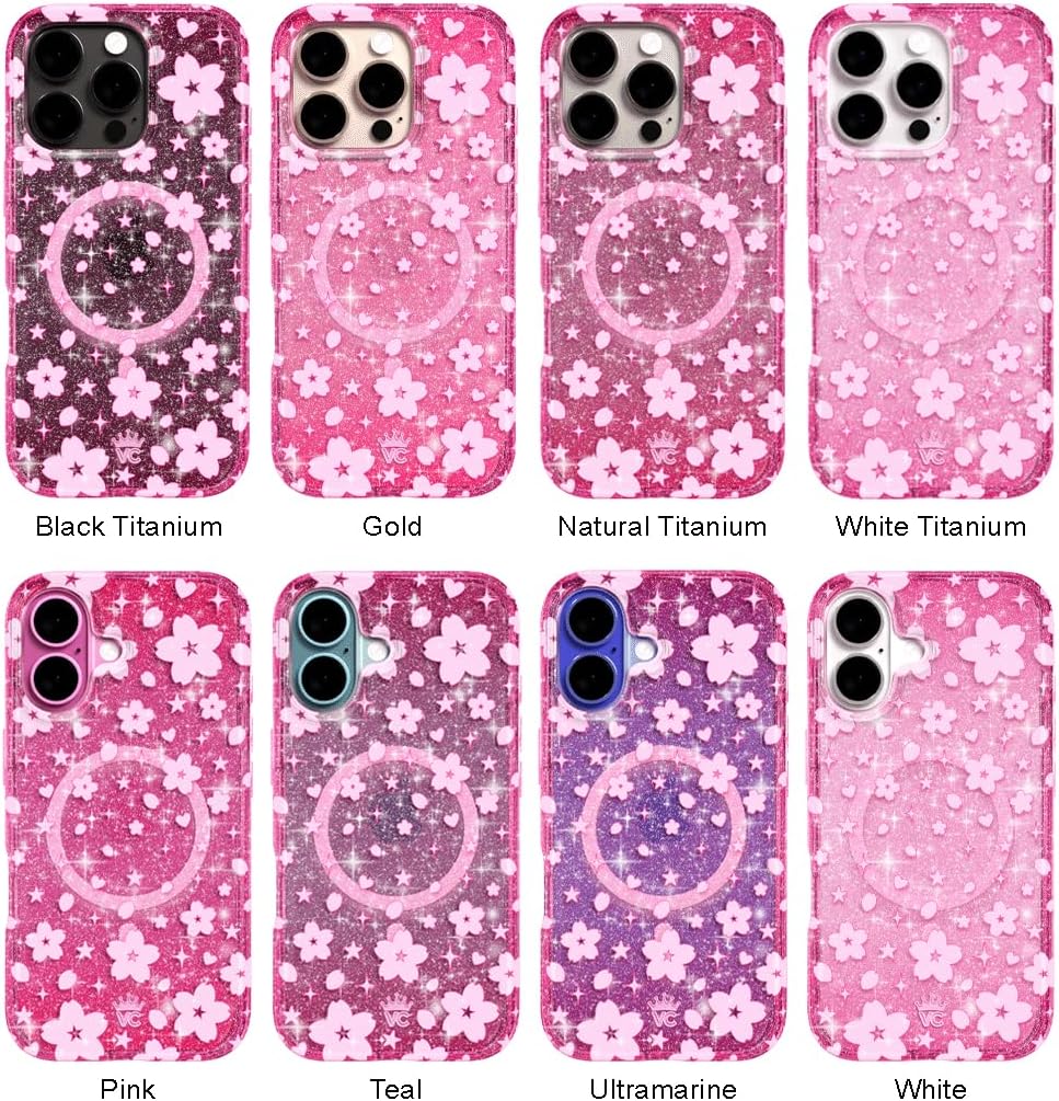 VELVET CAVIAR for iPhone 13 Pro Case Pink Glitter - Compatible with MagSafe - 10ft Drop Tested - Cherry Blossom Floral Summer Spring - Image 2