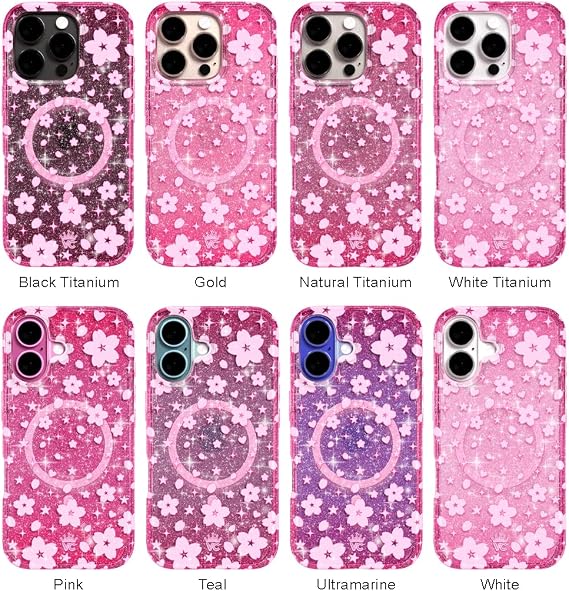 VELVET CAVIAR MagSafe Grip + iPhone 13 Pro Max Case (حزمة - زهرة الكرز اللامعة)