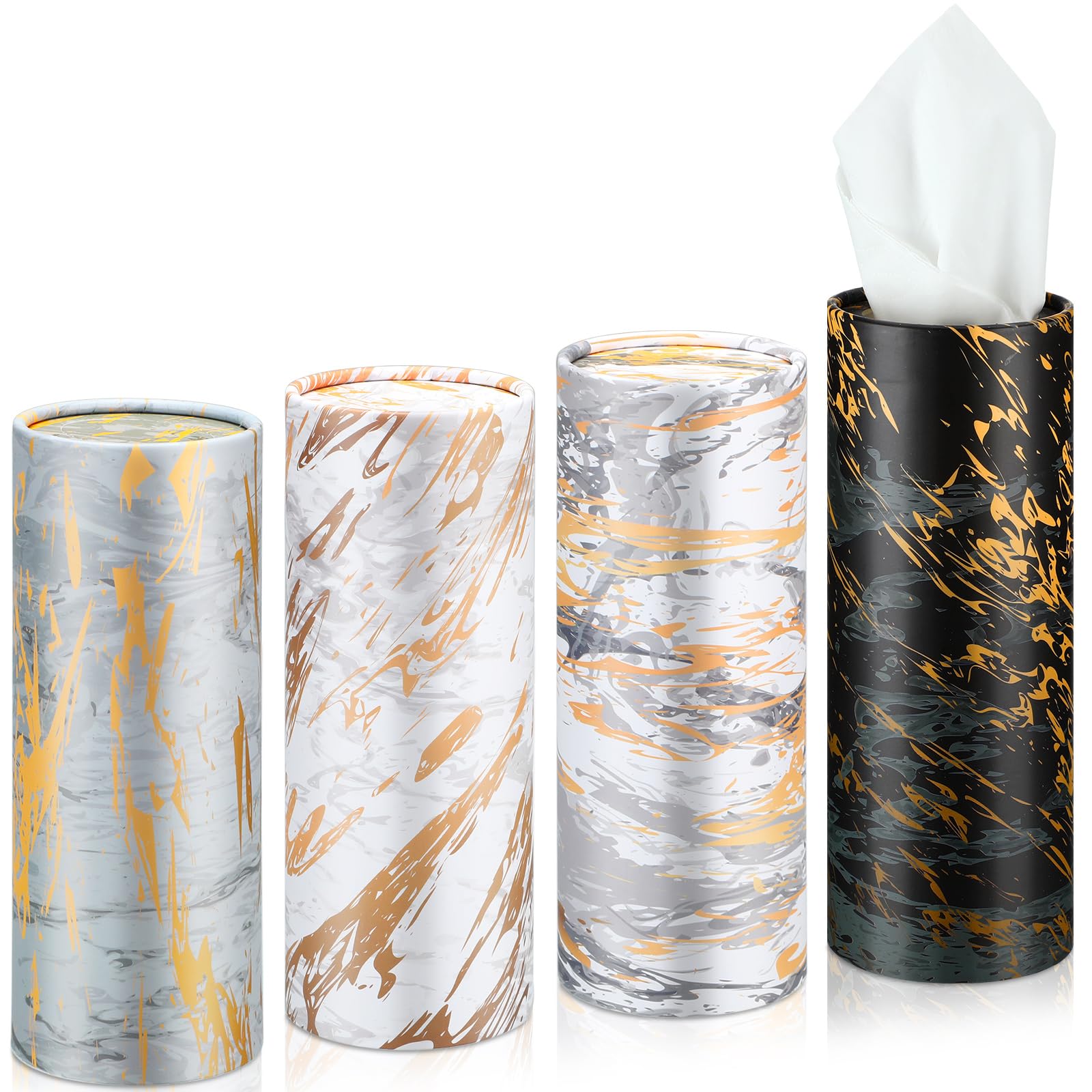 Thenshop 4 Pack Car Tissue Holder 3 Ply Facial Tissue Bulk Marble Modern