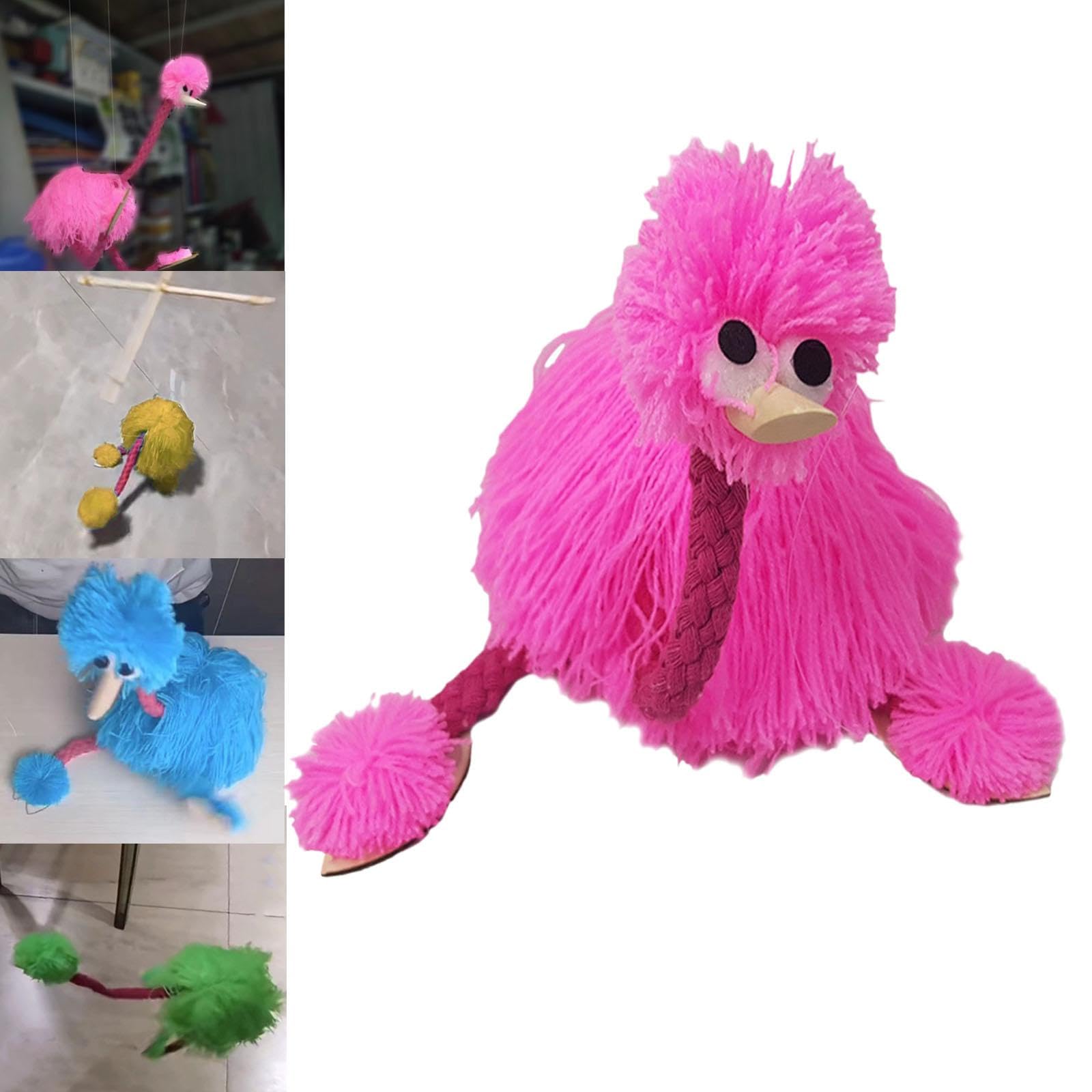 Strauß Marionette Spielzeug String Puppet Interaktive Puppen Puppen Spielzeug Übung Finger Flexibilität Schöne Vogel Tier Spielzeug für Jubiläen, ROSA