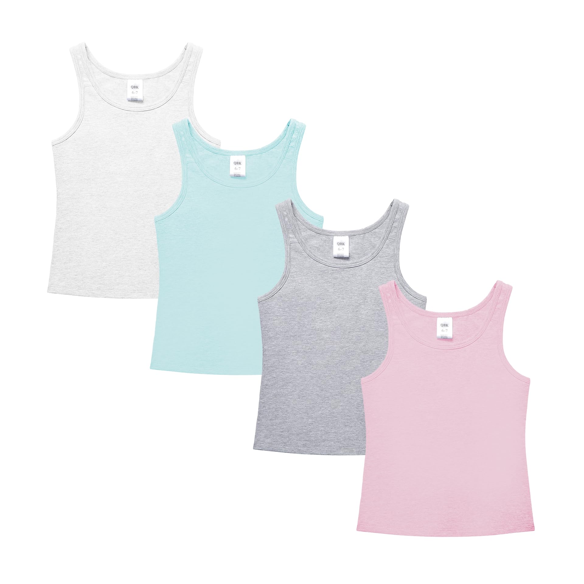 QBK 6-16Years Girls Tank Top with Built in Bra Training Bras Cotton Camisole