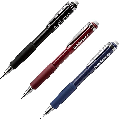 Pentel Lápices mecánicos automáticos Twist-Erase - Varios tamaños y barriles: QE515A, QE517B, QE519C, 1 para cada uno